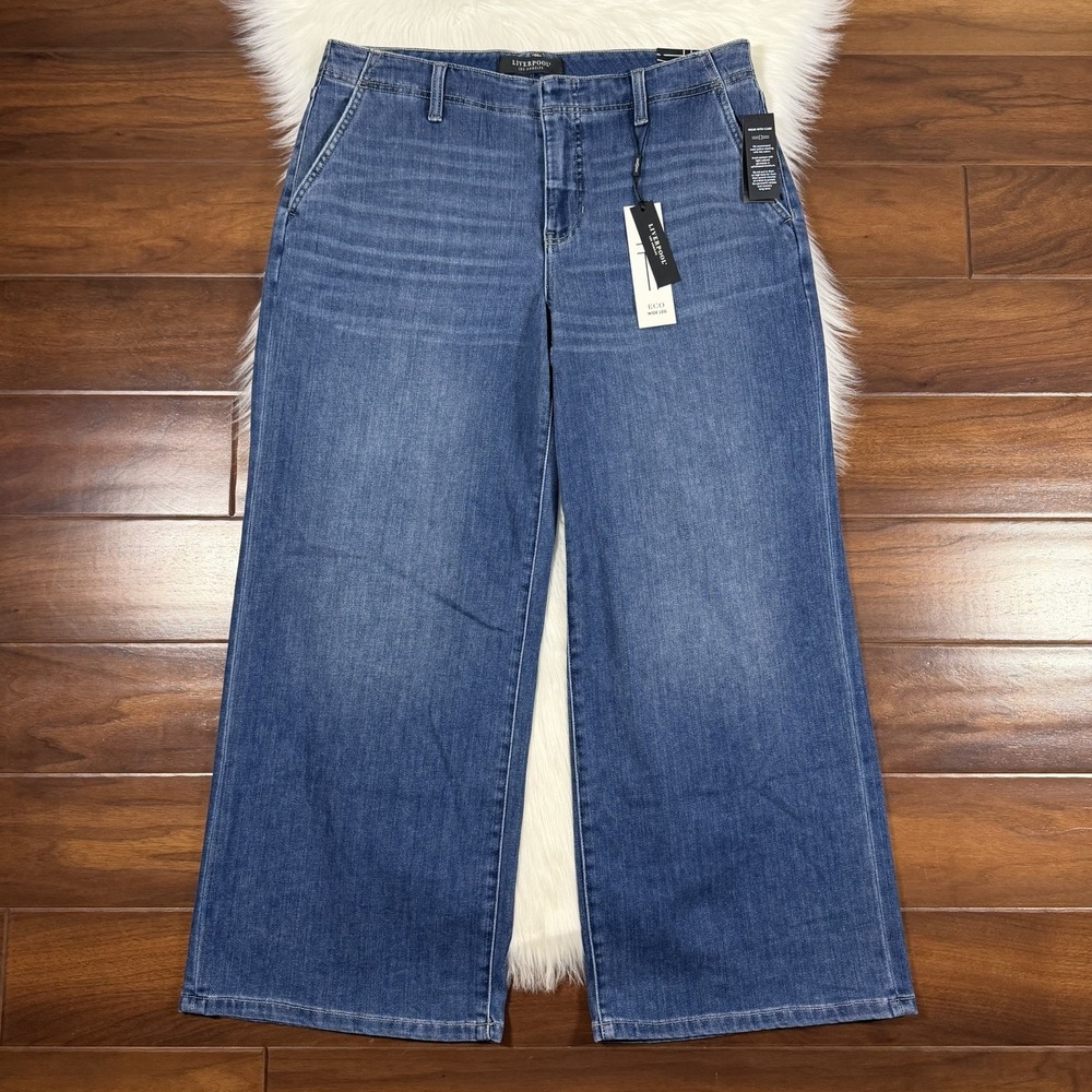 Liverpool Women's Size 10 / 30 Petite Walnut Creek Wide Leg Denim‎ Jeans
